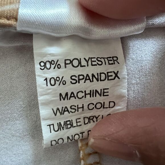 Hula Bay Shirt Womens XL Tan White Tropical Leaf Print Short Sleeve Monsterra - Picture 7 of 10